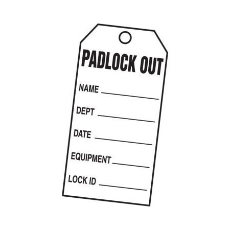 Accuform PADLOCK OUT TAG 3 X 1 12 PFCARDSTOCK KCC312 KCC312